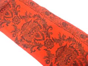 手織り真綿紬　花更紗模様織り出し　名古屋帯